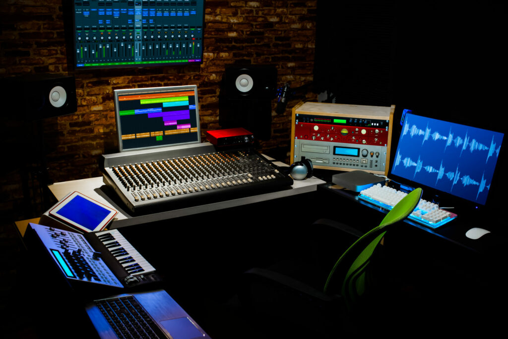 home recording studio console and equipment