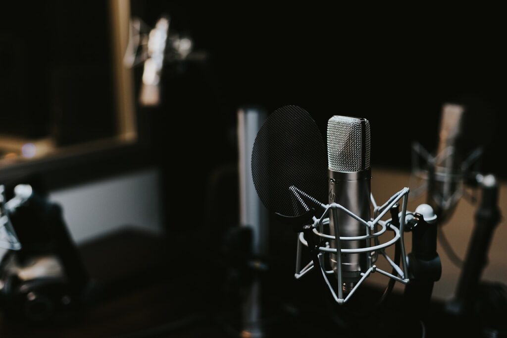 recording studio with microphone