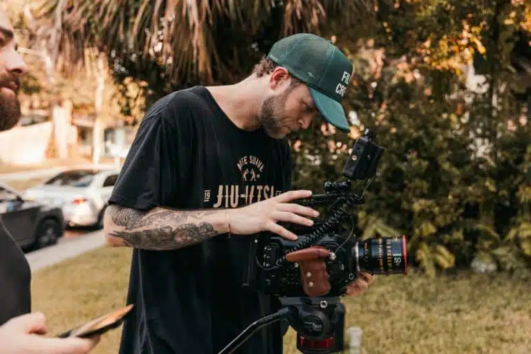 Man testing a professional camera 