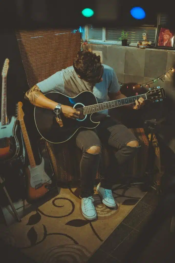 guitarist overhead shot