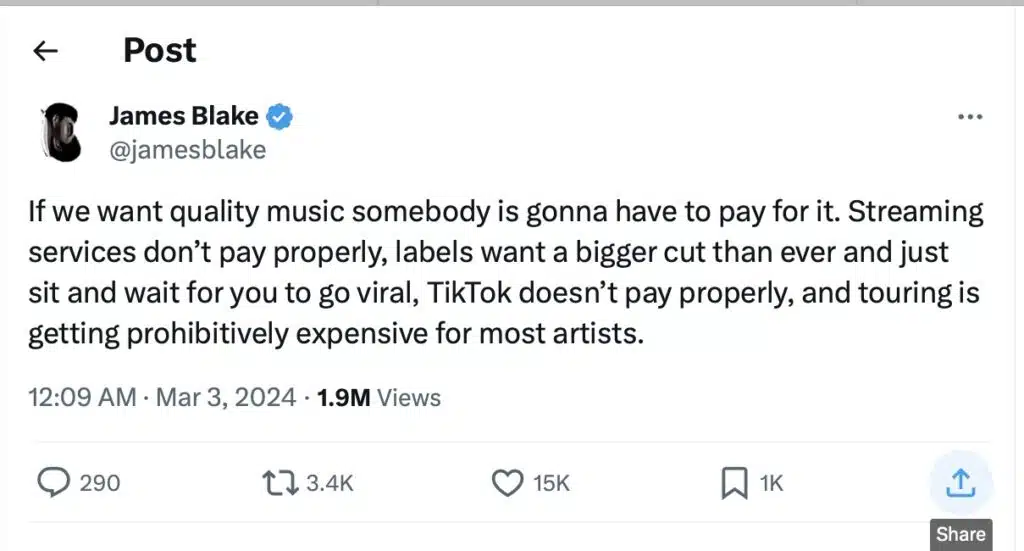 James Blake Tweet Screen Shot Guide for Musicians 