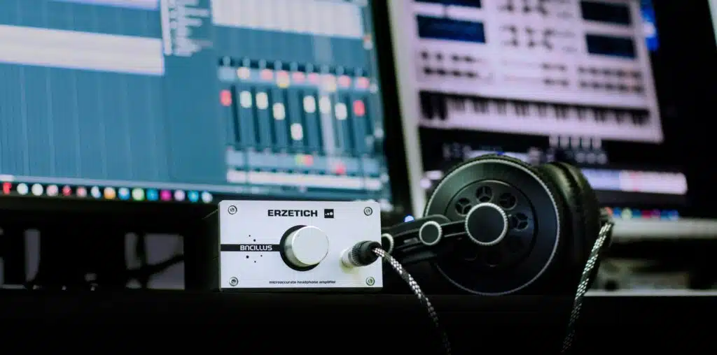 Photo of Headphone and Amplifier Mixing Logic Pro Vocals