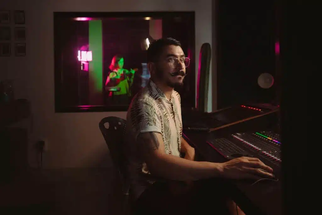 Engineer showing how to master a song